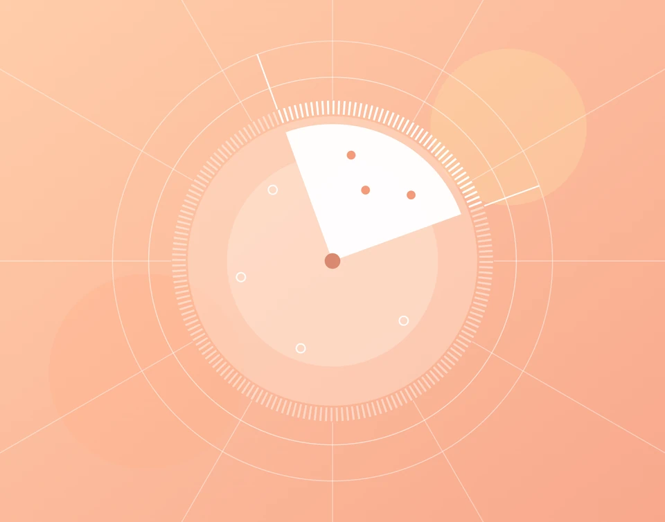 A radar sweep covering only one sector of a dial